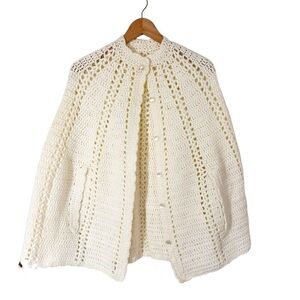 Granny Shawl Large Knit Cream Color